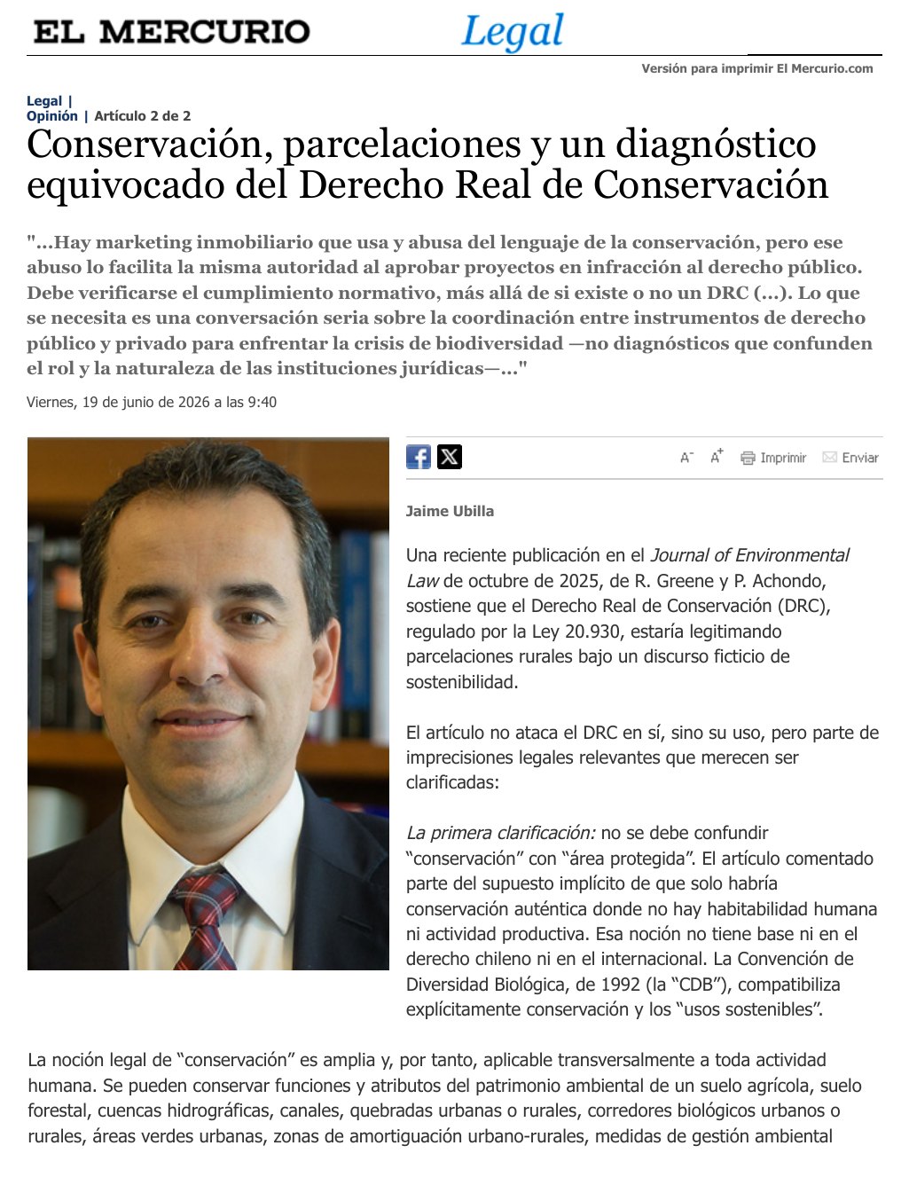 Conservación, parcelaciones y un diagnóstico equivocado del DRC