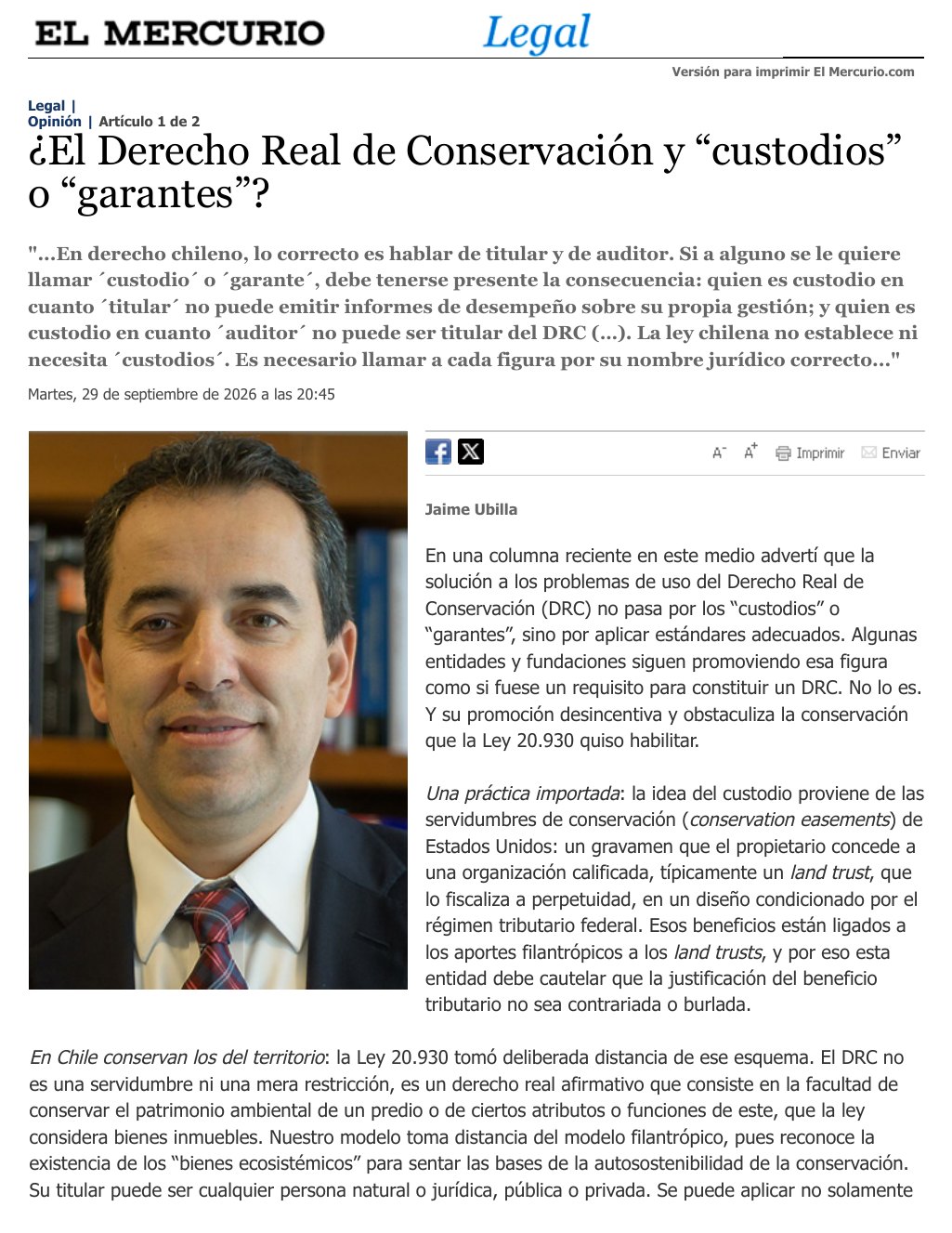 ¿El Derecho Real de Conservación y “custodios” o “garantes”?