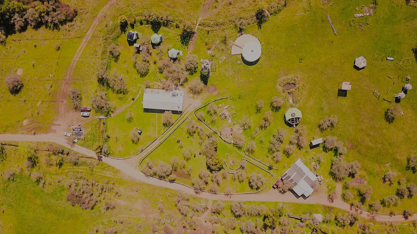 Vista aérea de La Bella Ecoaldea, Linares